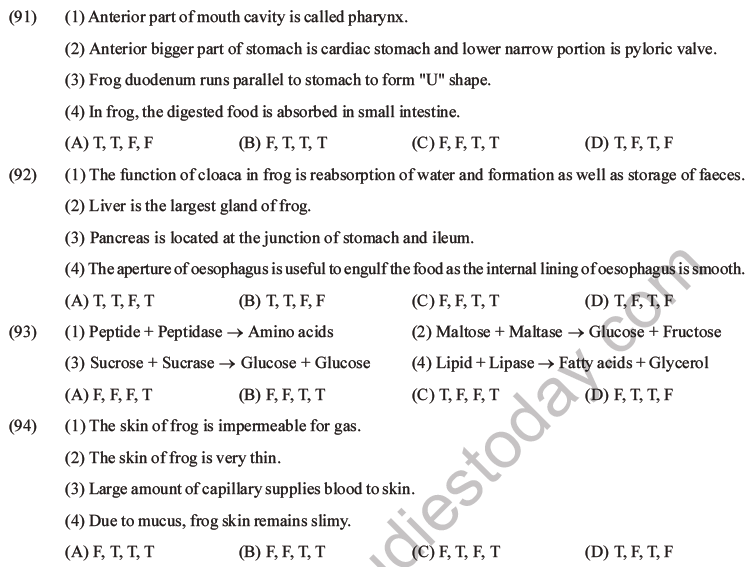NEET Biology Animal Morphology and Anatomy MCQs Set B-34
