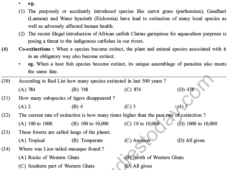 NEET Biology Biodiversity and Its Conservation MCQs Set B-19