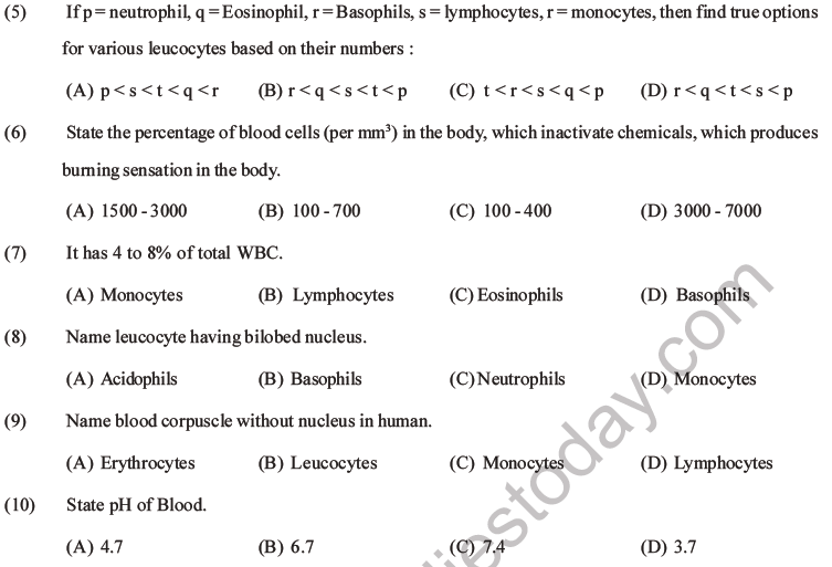 NEET Biology Body Fluids and Circulation MCQs Set B-4