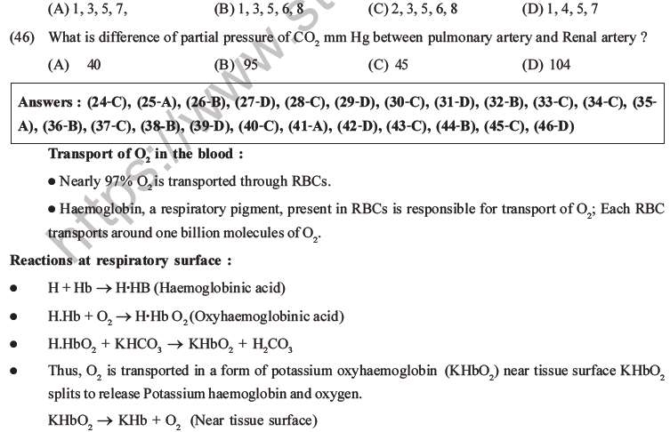 NEET Biology Breathing and Exchange of Gases MCQs Set B-10