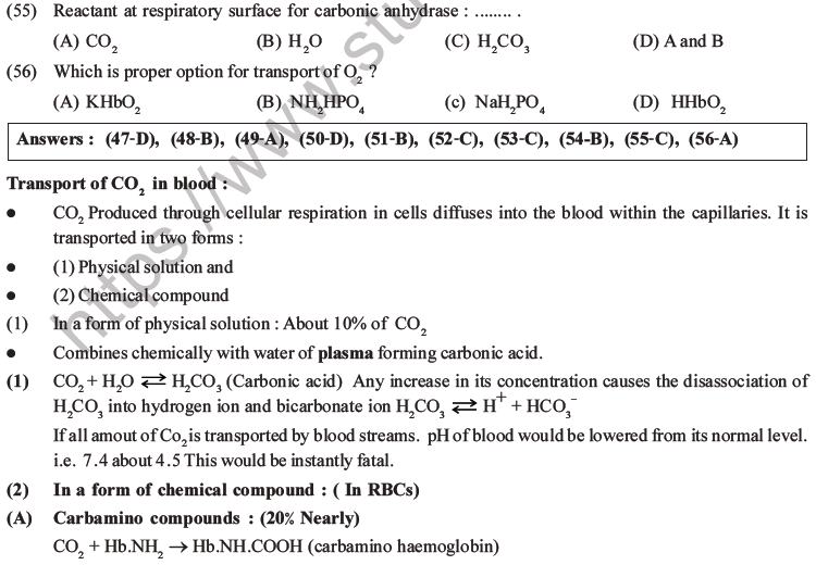 NEET Biology Breathing and Exchange of Gases MCQs Set B-12