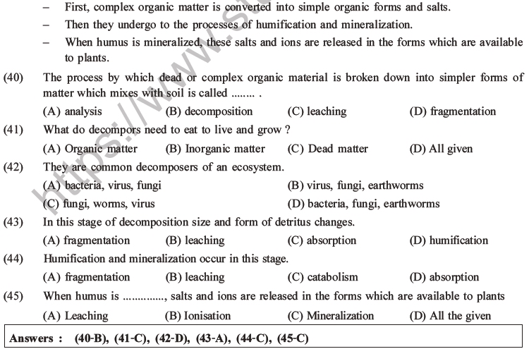 NEET Biology Ecosystem MCQs Set B-17