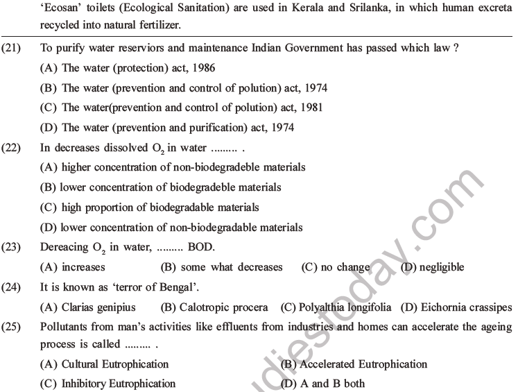 NEET Biology Environmental Issues MCQs Set B-7