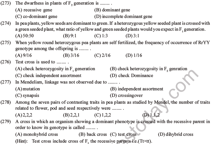 NEET Biology Heredity and Variation MCQs Set B-116