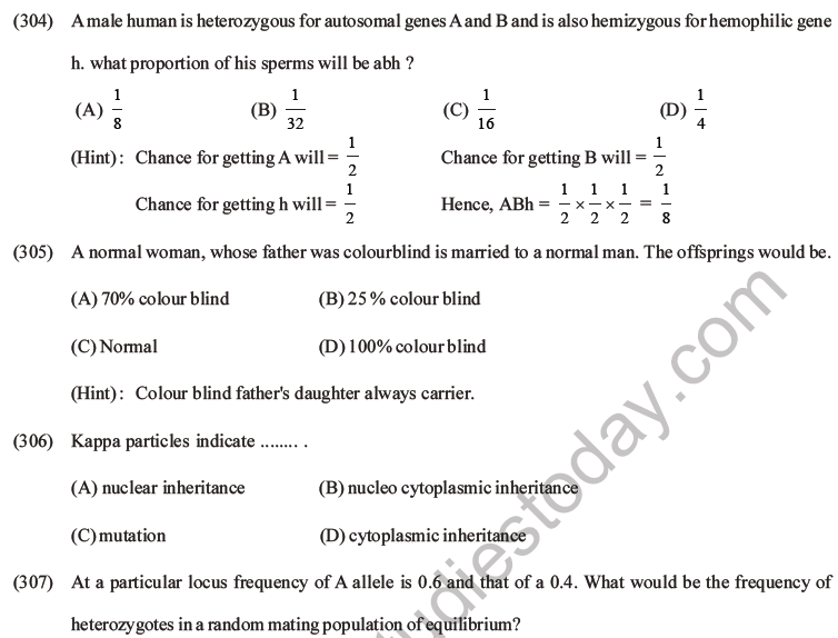 NEET Biology Heredity and Variation MCQs Set B-124