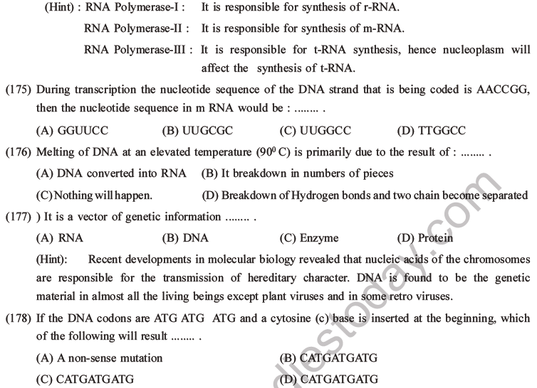 NEET Biology Molecular Basis of Inheritance MCQs Set A-70