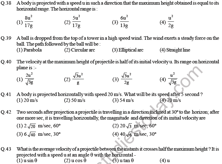 NEET Physics Kinematics MCQs Set B-8