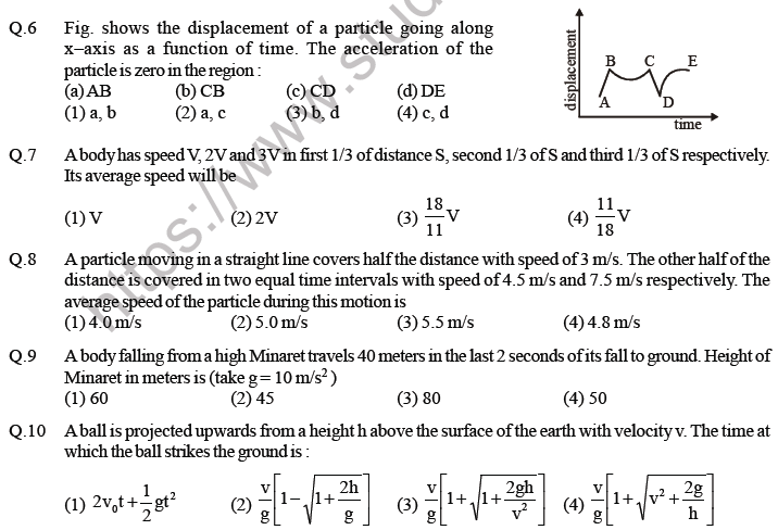 NEET Physics Kinematics MCQs Set B