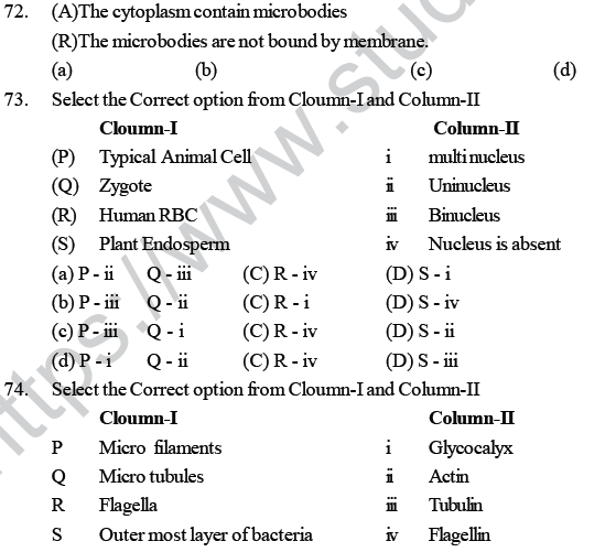 NEET UG Biology Cell structure MCQs-3