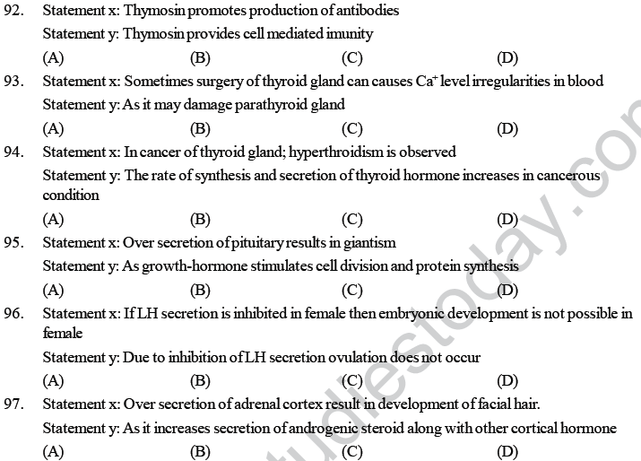 NEET UG Biology Chemical Coordination and Control MCQs-10