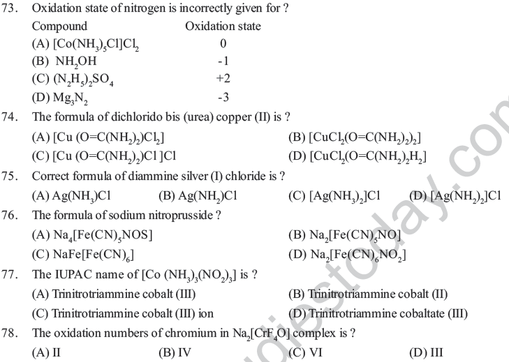 NEET UG Chemistry Coordination Compounds MCQs-7