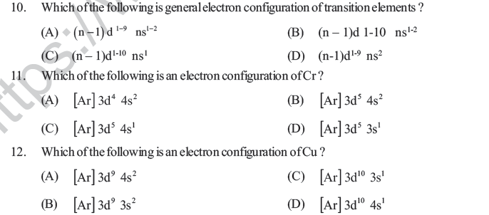 NEET UG Chemistry D and F Block Elements MCQs