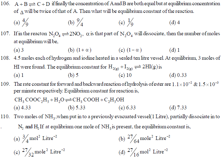 NEET UG Chemistry Equilibrium MCQs-21