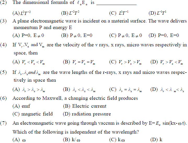 NEET UG Physics Electromagnetic Waves MCQs