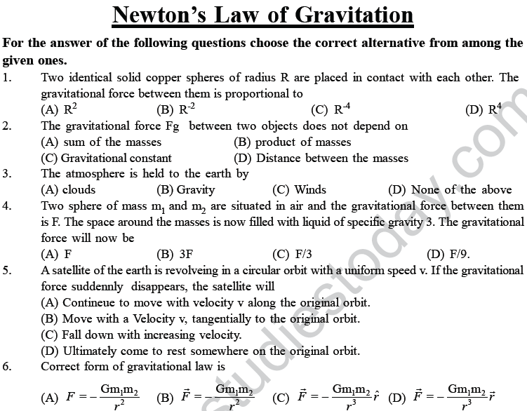 NEET UG Physics Gravitational MCQs-