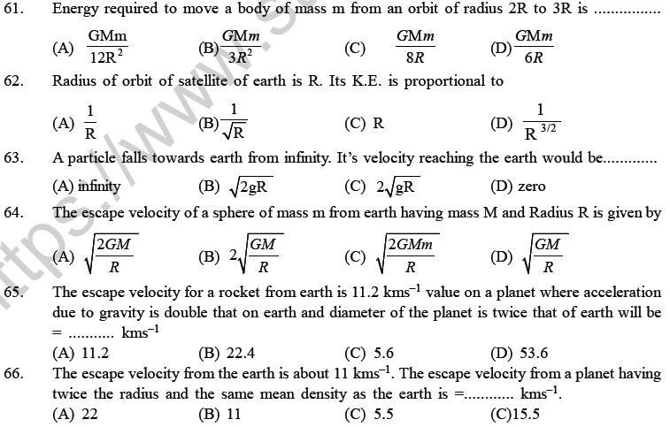 NEET UG Physics Gravitational MCQs-11