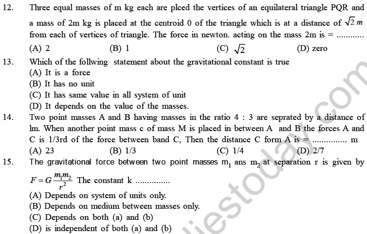 NEET UG Physics Gravitational MCQs-2