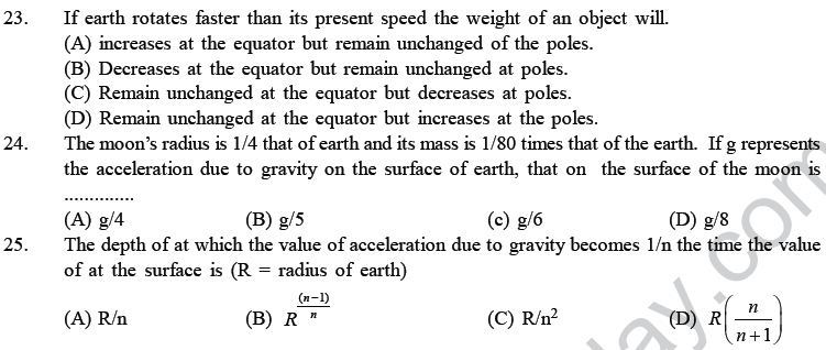 NEET UG Physics Gravitational MCQs-4