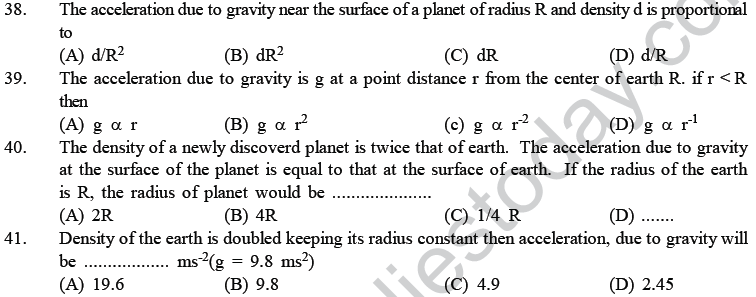 NEET UG Physics Gravitational MCQs-6