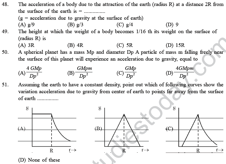 NEET UG Physics Gravitational MCQs-8