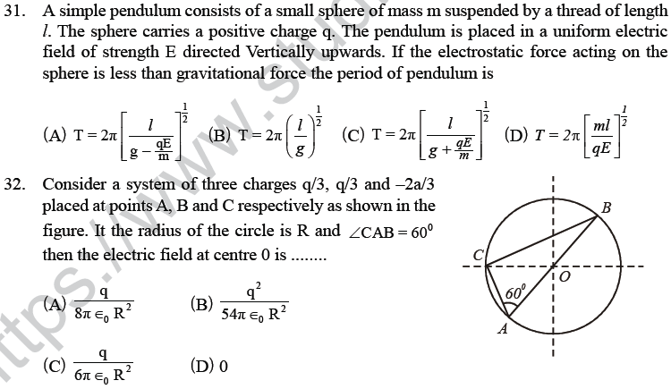 NEET UG Physics Electrostatics MCQs