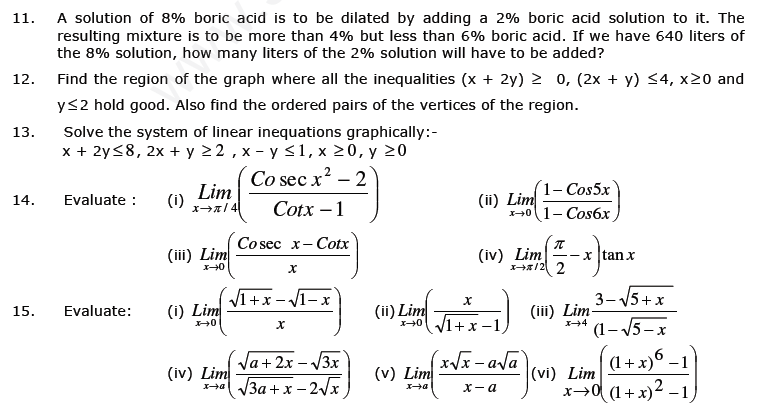CBSE Class 11 Mathematics Revision Assignment Set C