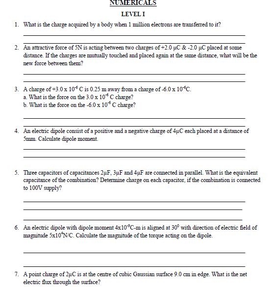 CBSE Class 12 Phyiscs - Electrostatics Formulae