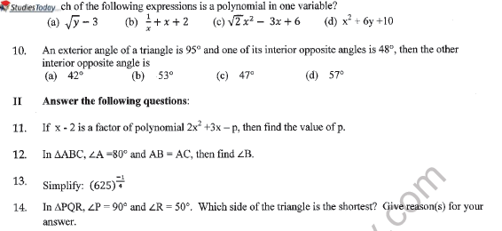 CBSE Class 9 Mathematics Sample Paper Set O Solved 2