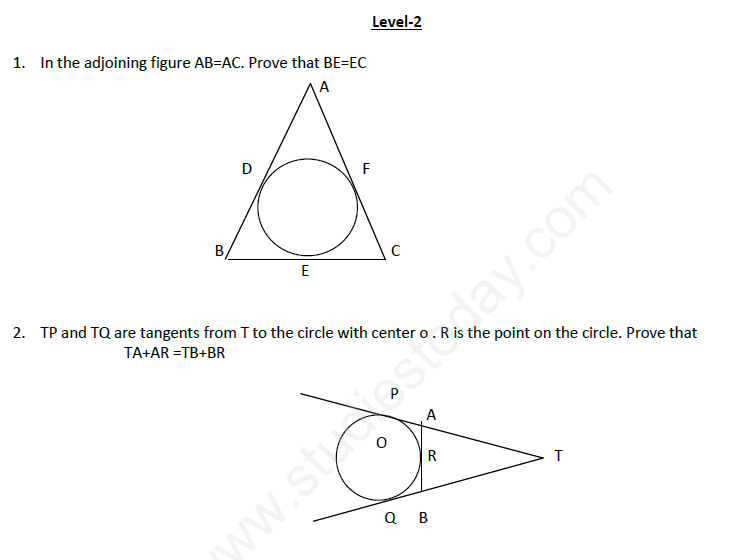 CBSE Class X Circles Assignment 6