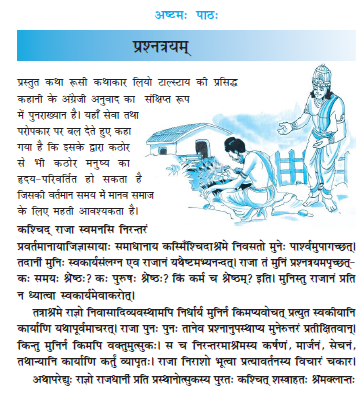 NCERT Class 10 Sanskrit Shemushi Chapter 8 Prashantrayam