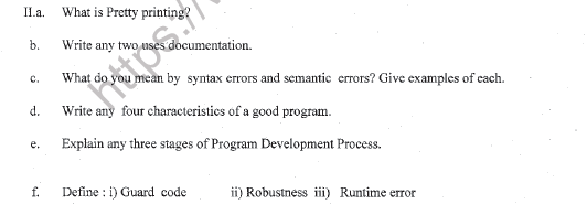 CBSE Class 11 Computer Science Question Paper Set U Solved 2