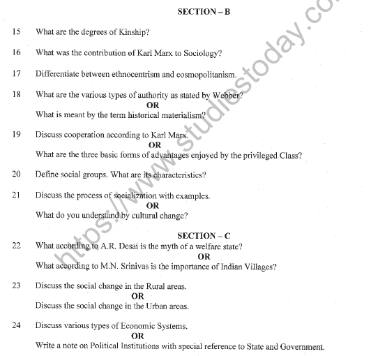CBSE Class 11 Sociology Sample Paper Set F Solved 3