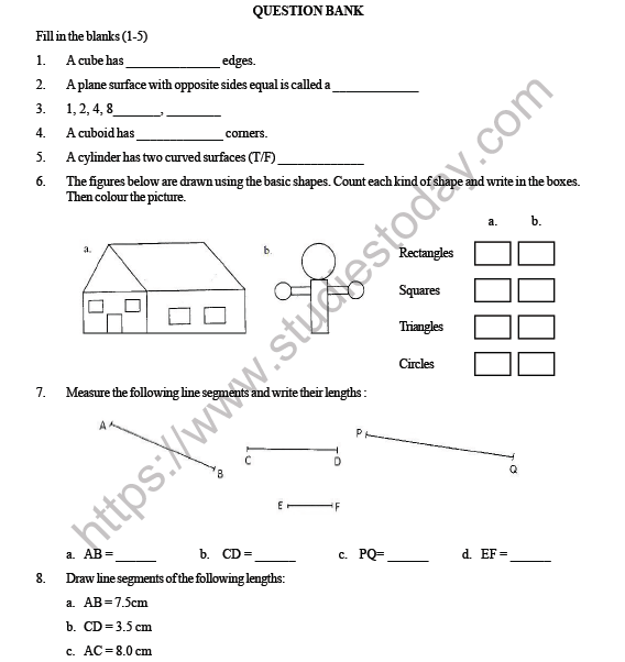 CBSE Class 3 Maths Geometry and Patterns Question Bank 1