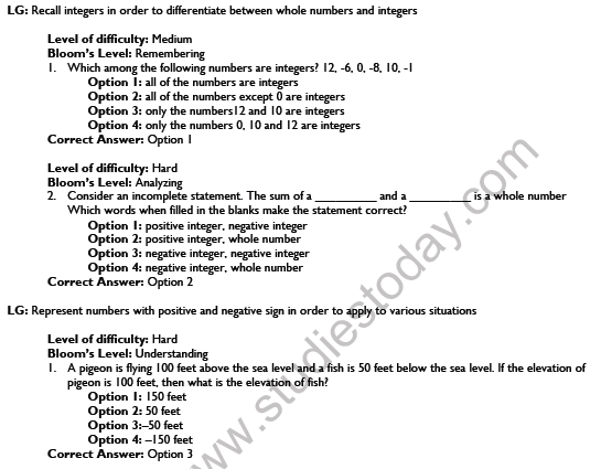CBSE Class 7 Mathematics Integers Worksheet Set B 1