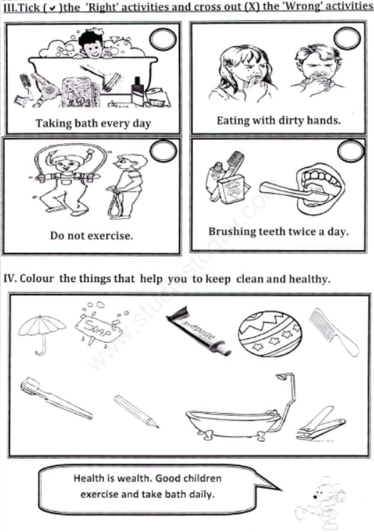 CBSE-Class-1-EVS-Keeping-Healthy-Assignment