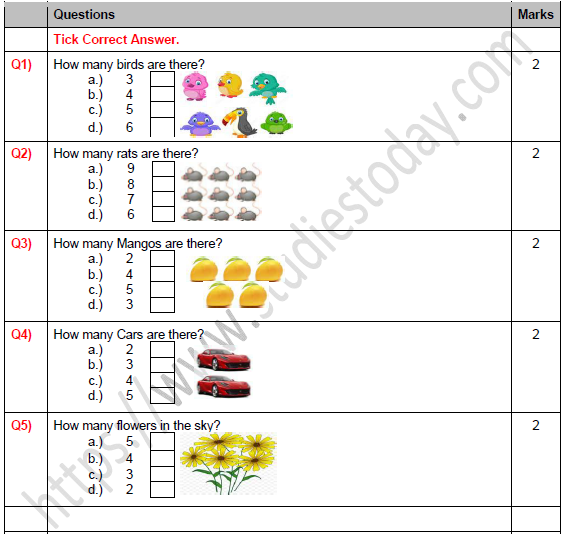 CBSE Class 1 Maths Number from One to Nine Worksheet Set B