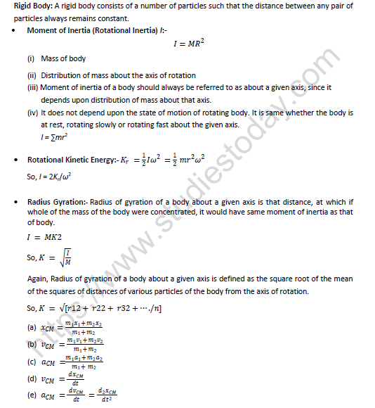 NEET Physics Rotational Motion Revision Notes